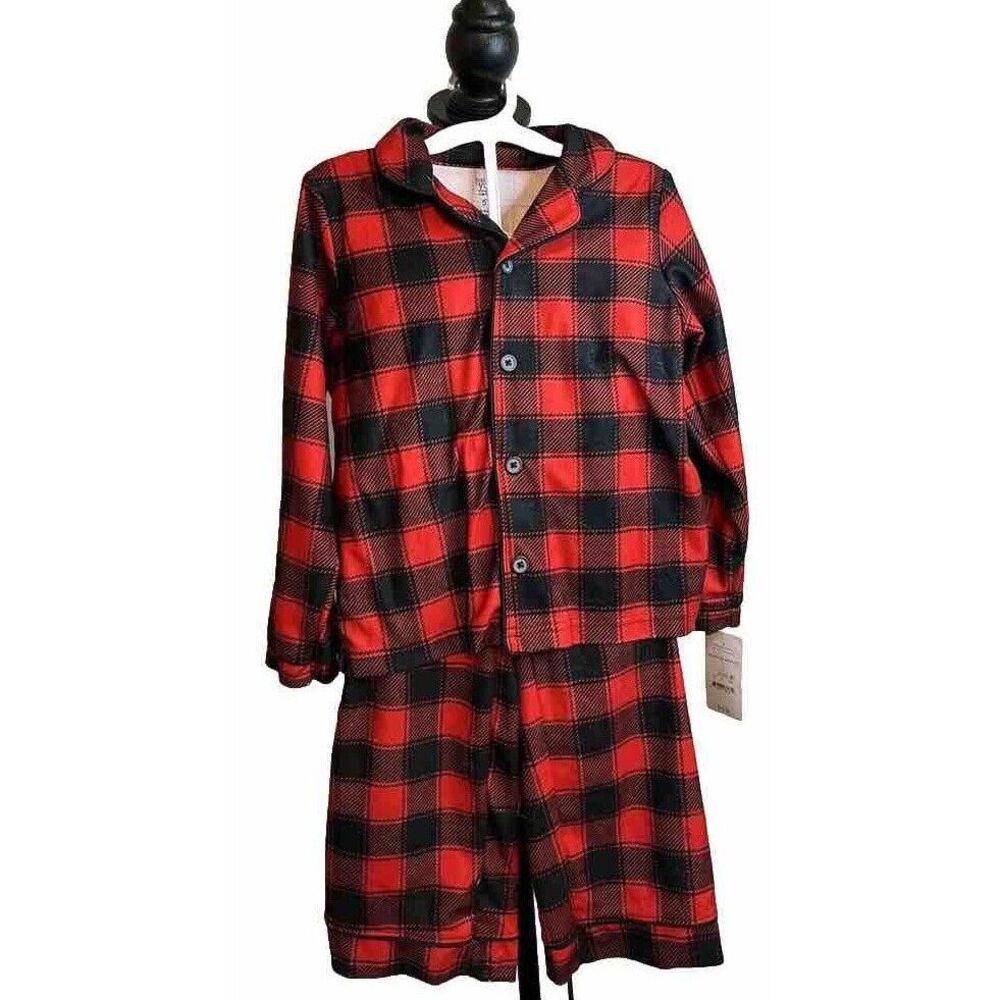 Carters Child Flannel Buffalo Plaid Pajamas 5t Black Red Kind Sleeve And Pants